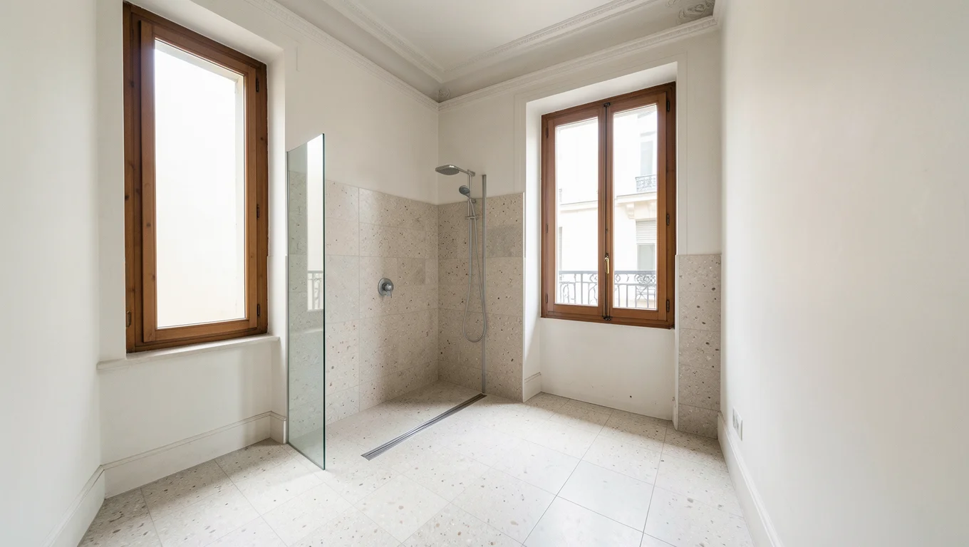 Douche à l'italienne dans un immeuble ancien : faut-il un caniveau ou une pompe de relevage ?